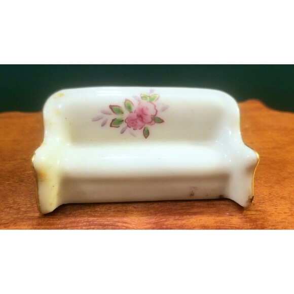 Vintage Porcelain Miniature Doll House Furniture 5 Pieces Made In Japan - Picture 6 of 7